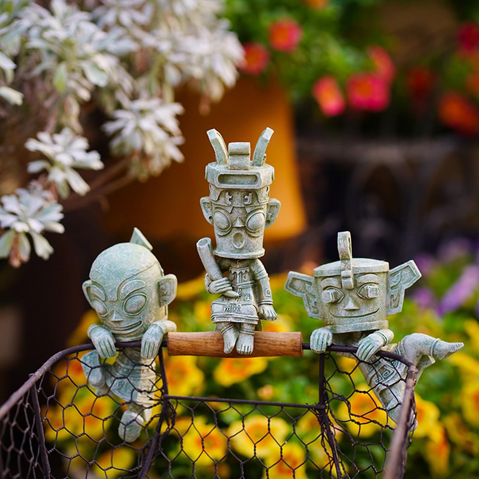 Amazon.co.jp: ヴィンテージブロンズ三星堆彫像装飾、樹脂三星堆